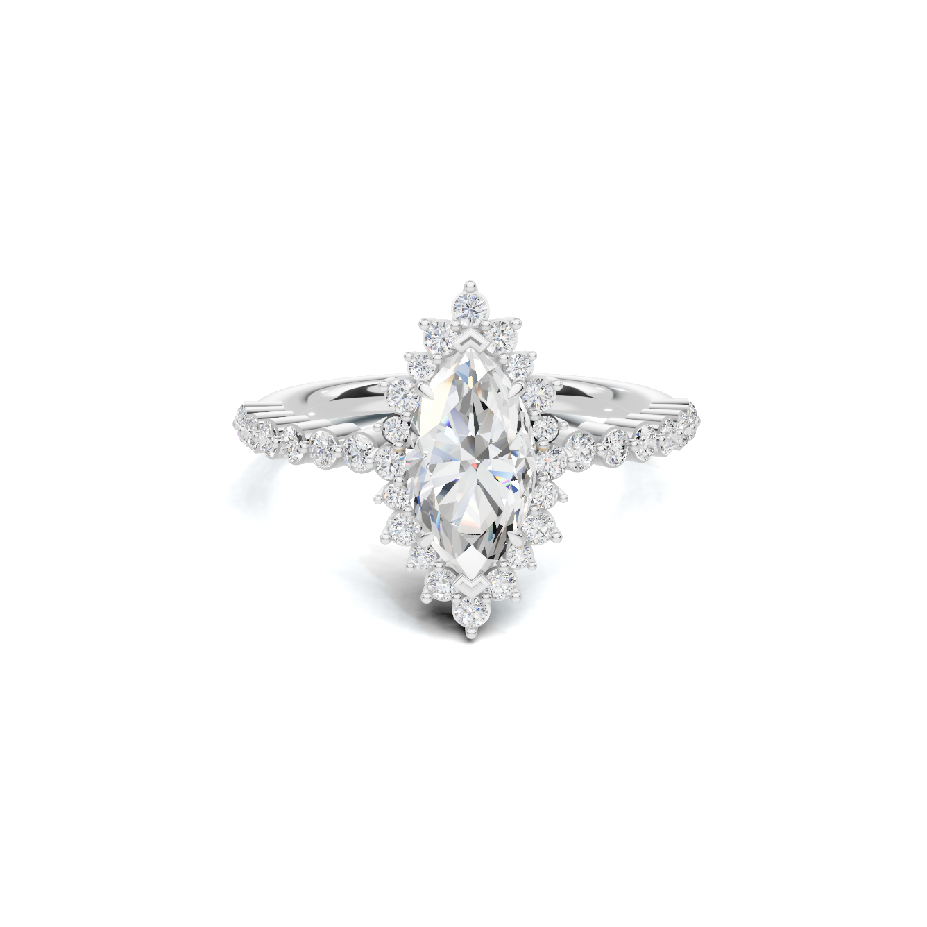 Grand Marquise Halo Statement Ring