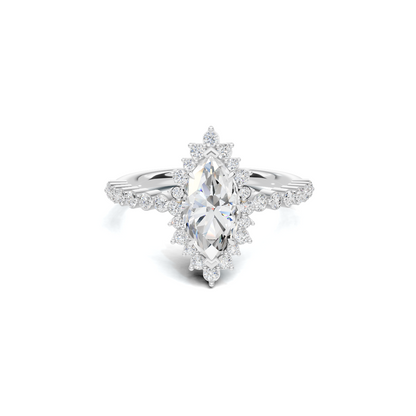 Grand Marquise Halo Statement Ring