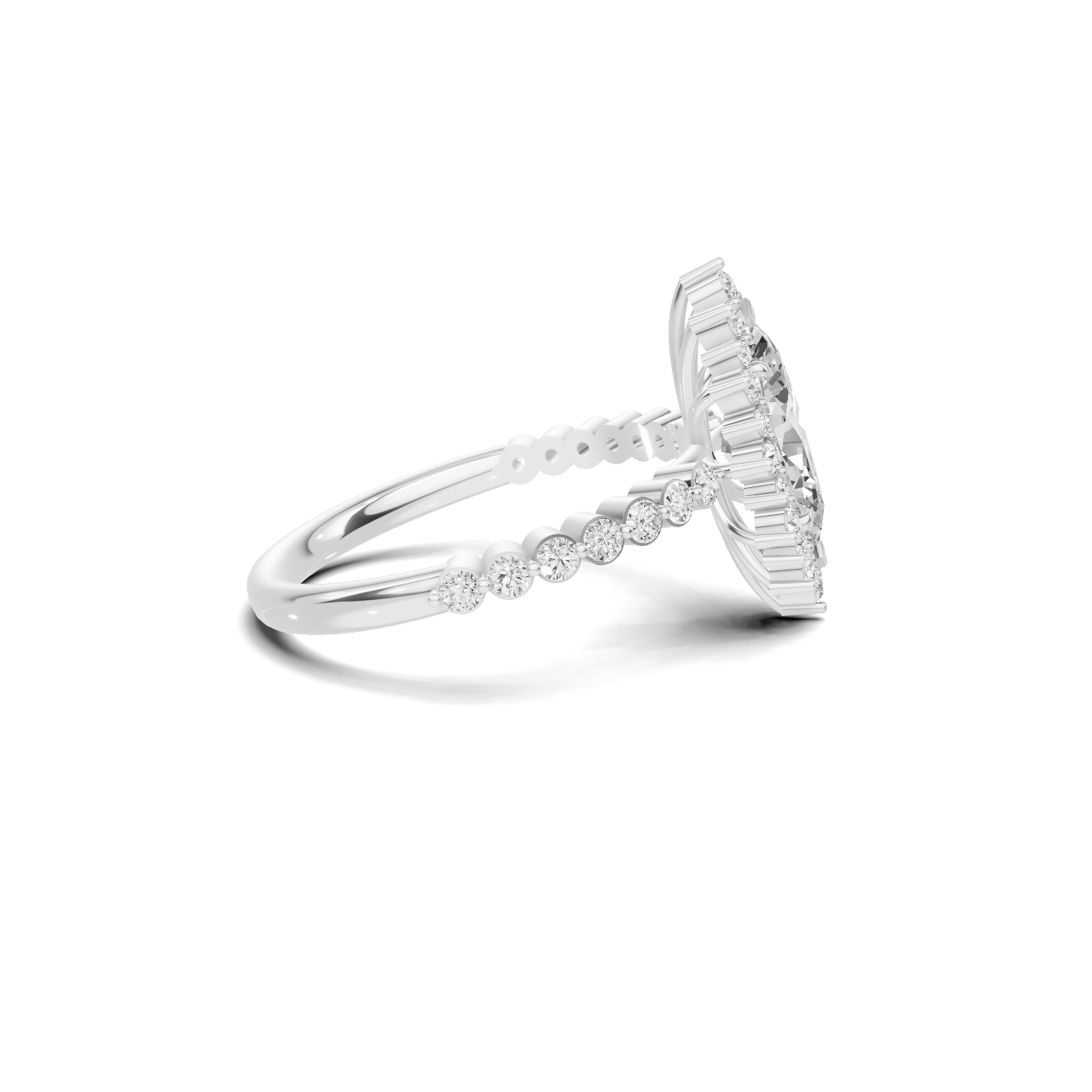 Grand Marquise Halo Statement Ring