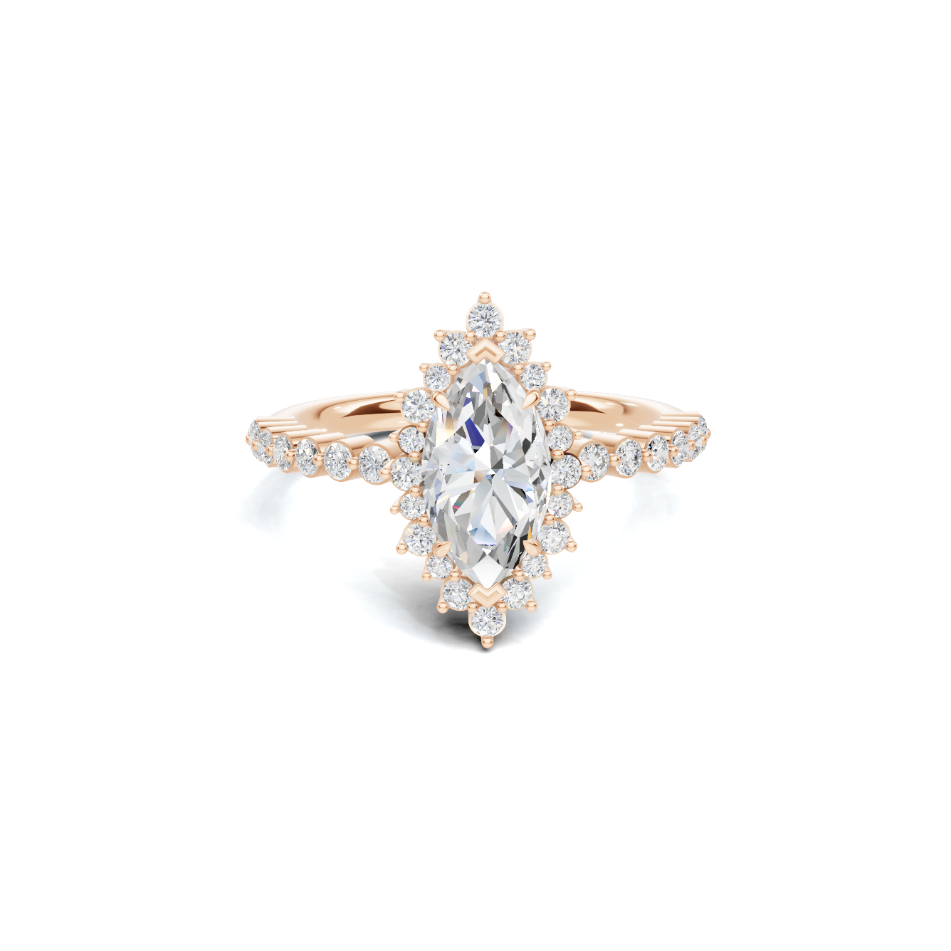 Grand Marquise Halo Statement Ring