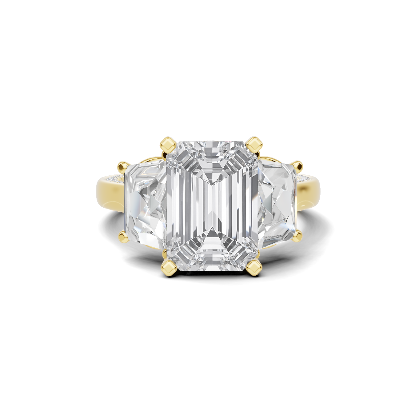 Grand Three Stone Pave Ring