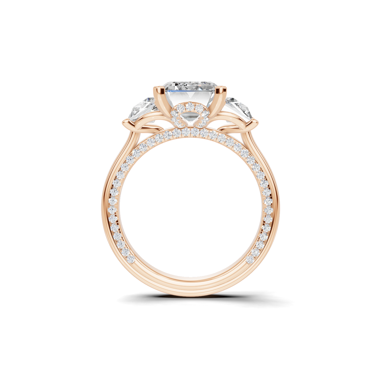 Grand Three Stone Pave Ring