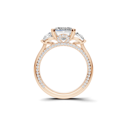 Grand Three Stone Pave Ring