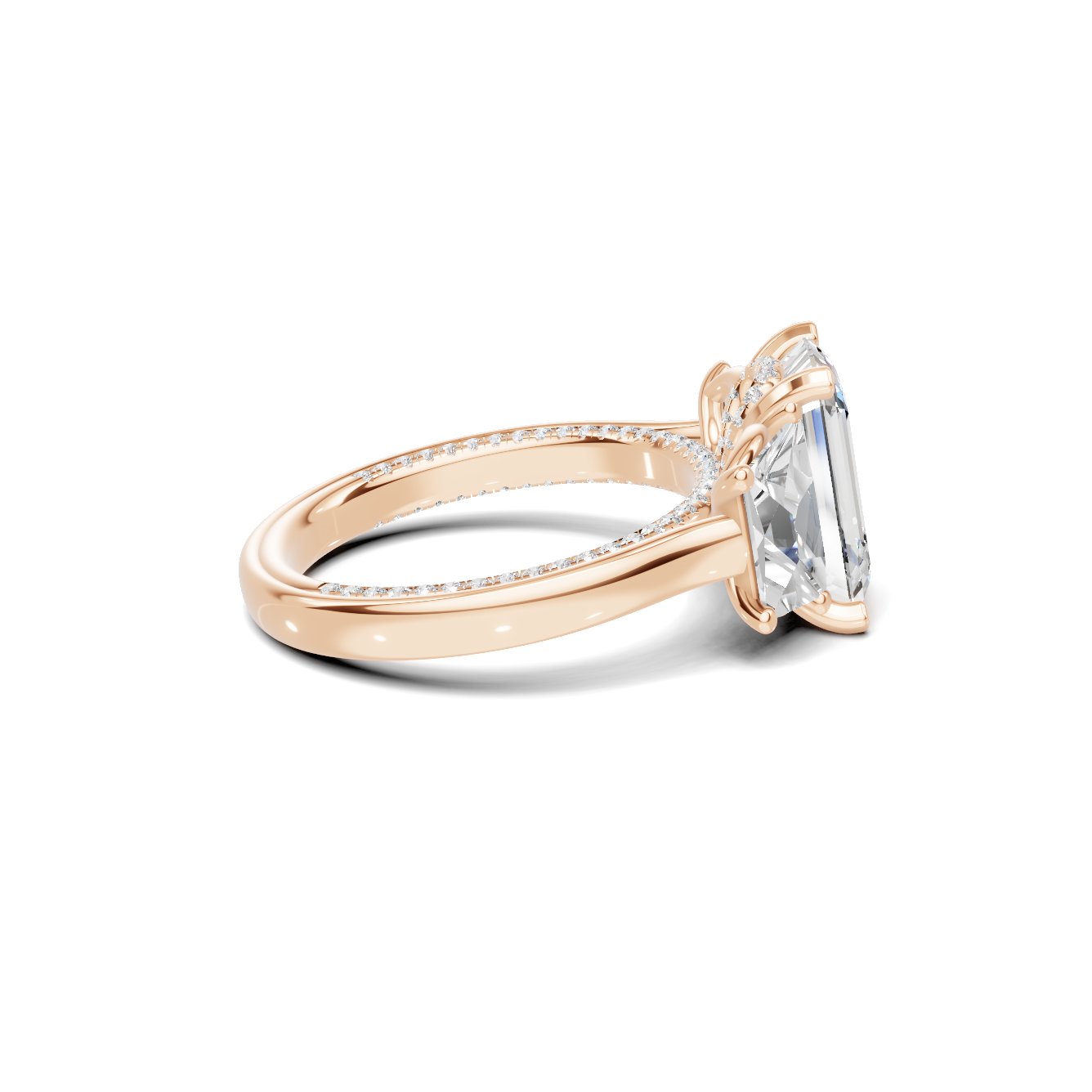 Grand Three Stone Pave Ring