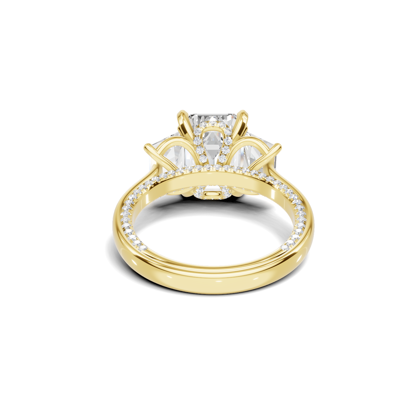 Grand Three Stone Pave Ring