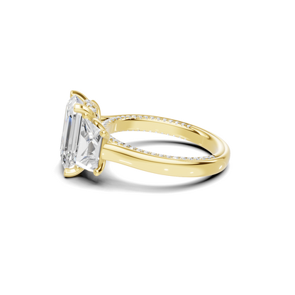 Grand Three Stone Pave Ring
