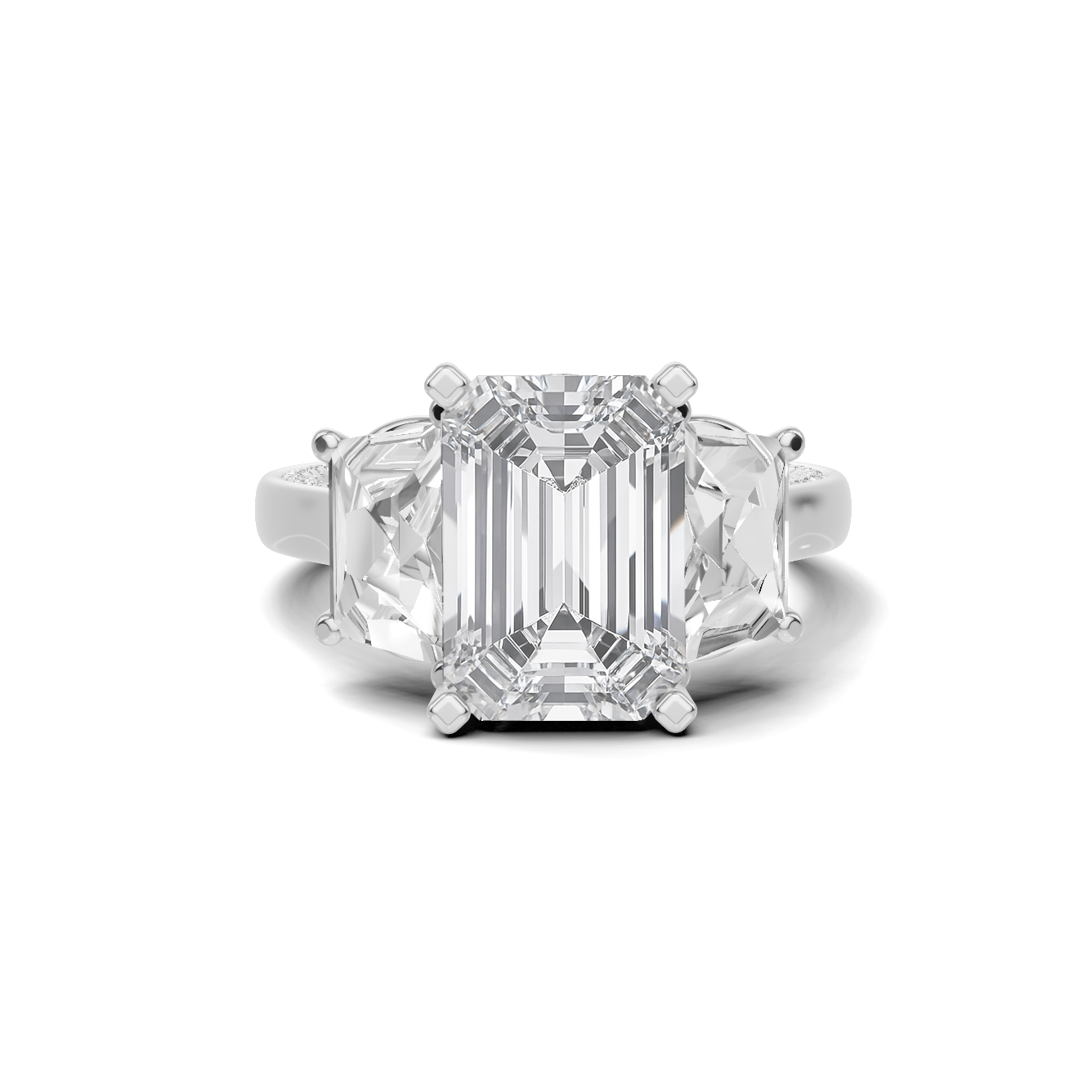 Grand Three Stone Pave Ring