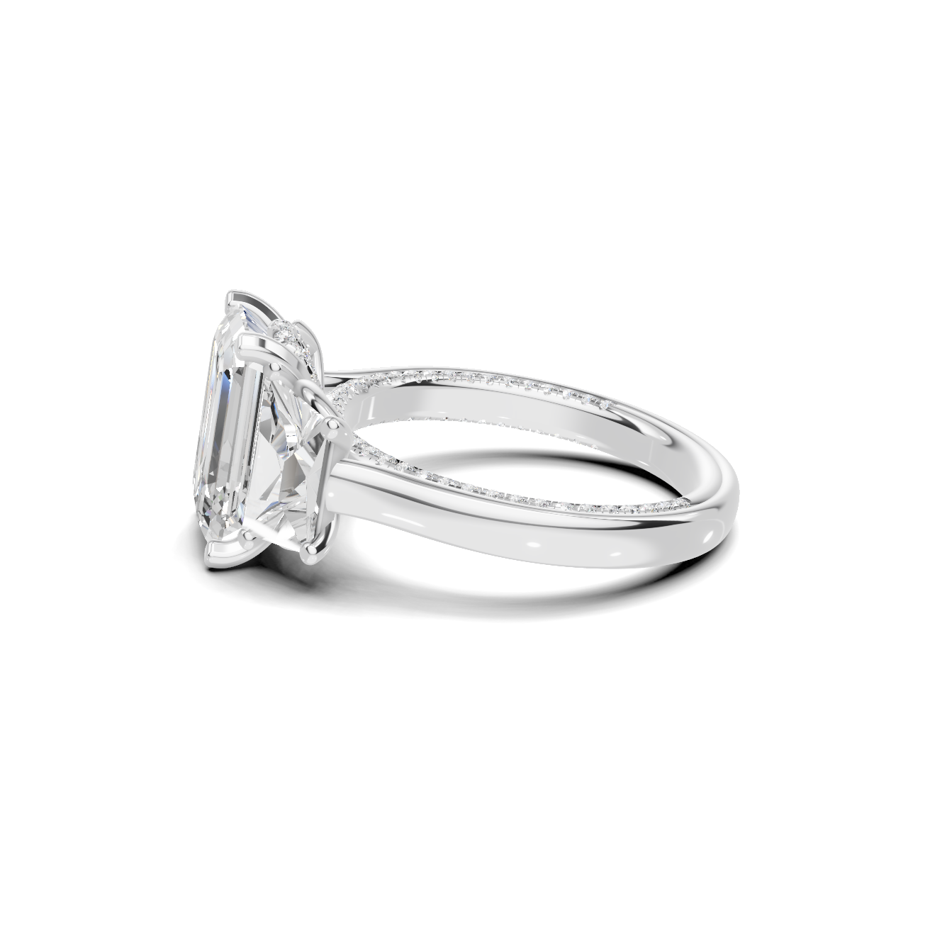 Grand Three Stone Pave Ring
