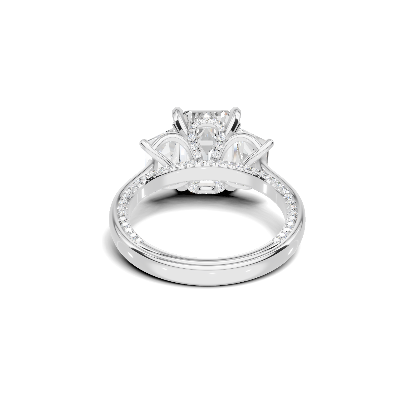 Grand Three Stone Pave Ring