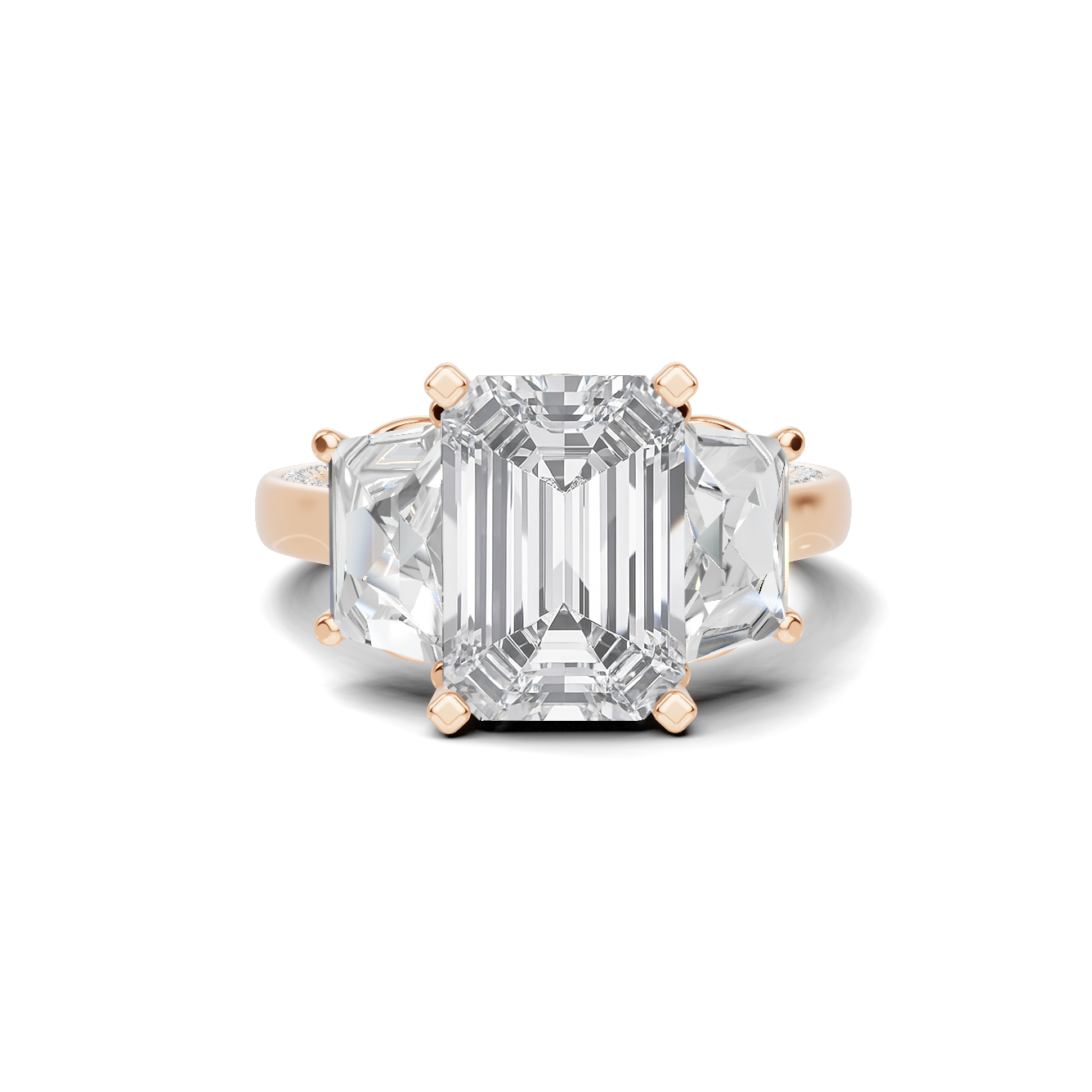 Grand Three Stone Pave Ring