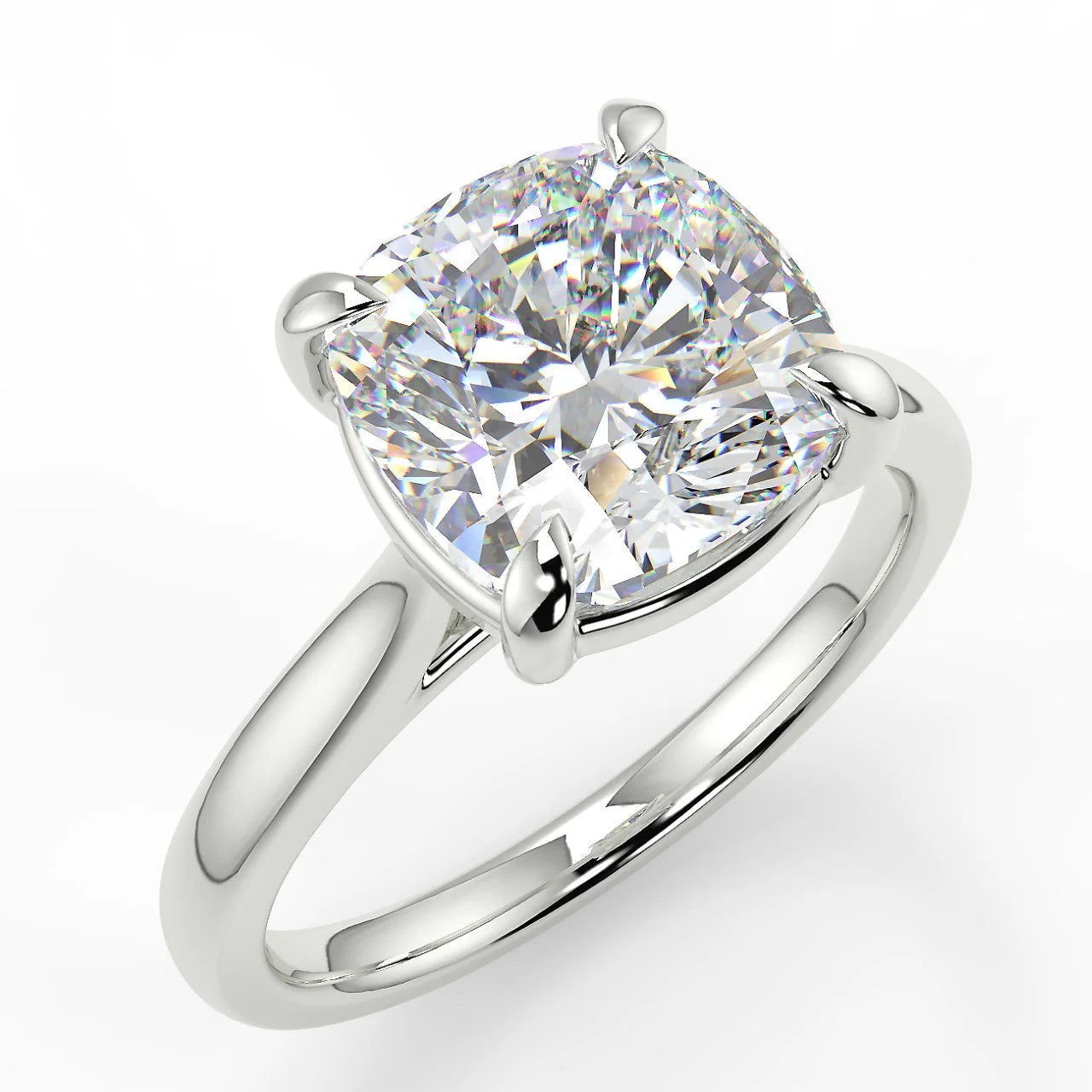 10k Gold Cushion Cut Lab Diamond Solitaire Ring