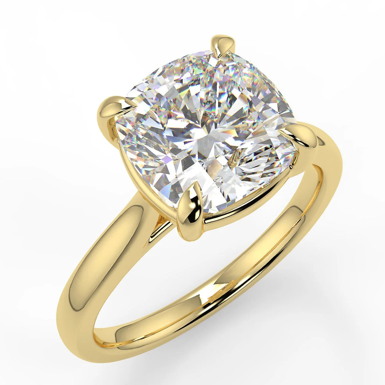 10k Gold Cushion Cut Lab Diamond Solitaire Ring