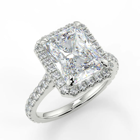 10k Gold Emerald Cut Lab Diamond Halo Ring