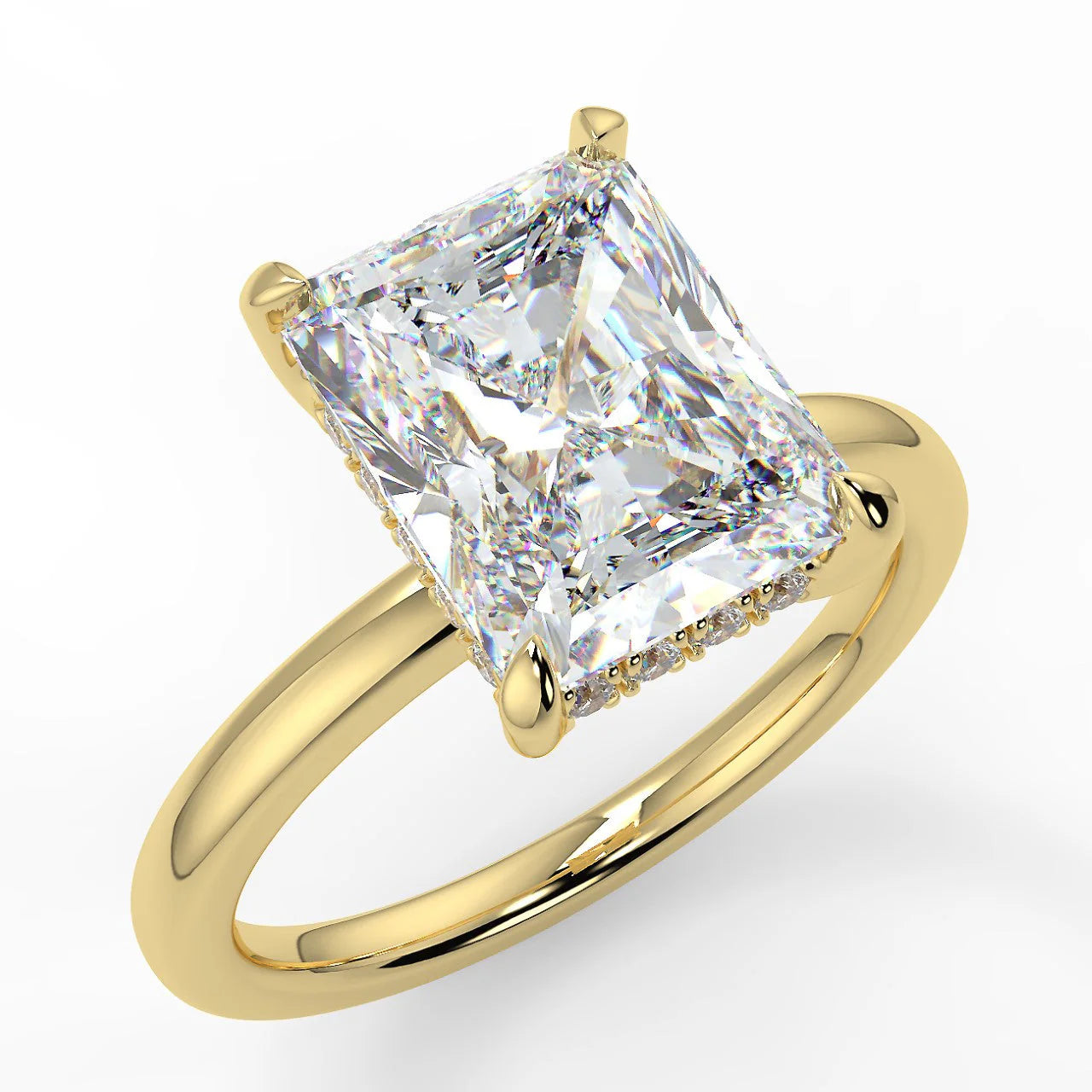10k Gold Radiant Cut Lab Diamond Solitaire Ring
