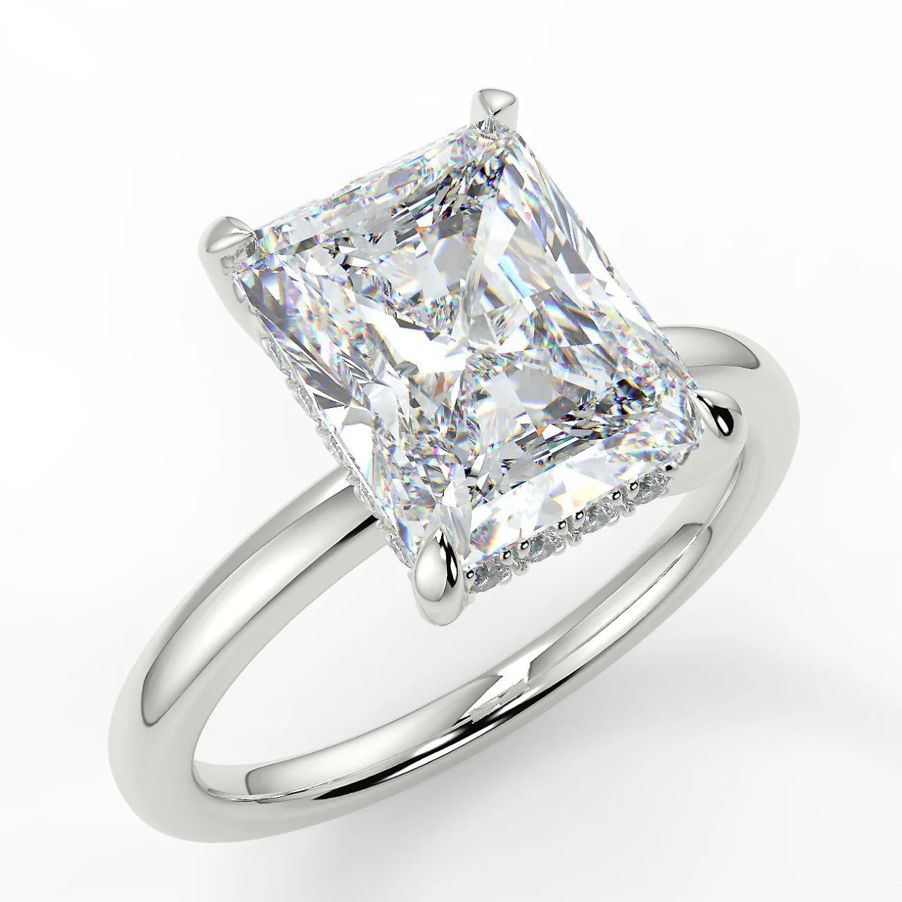 10k Gold Radiant Cut Lab Diamond Solitaire Ring