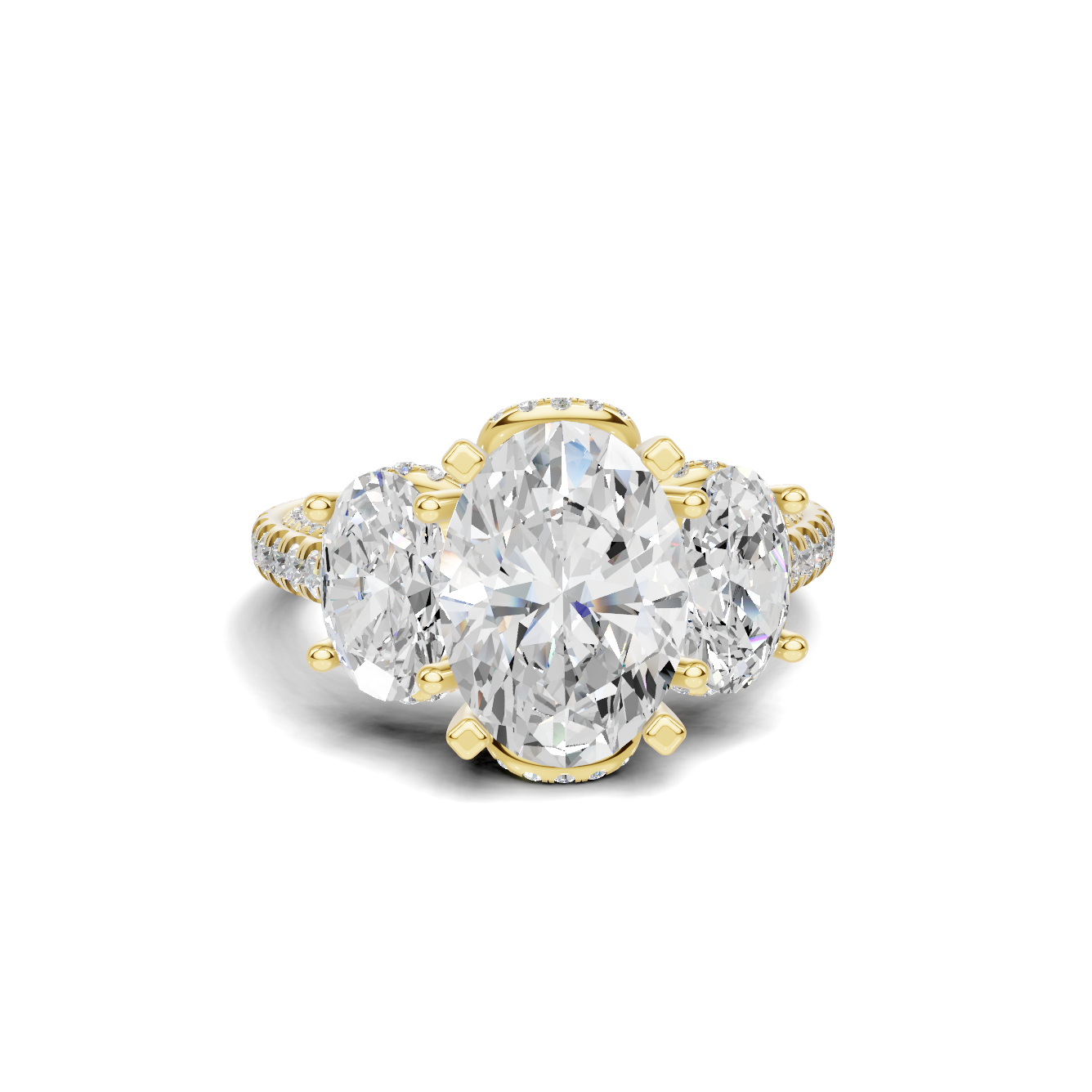 Luxe Three Stone Pave Ring