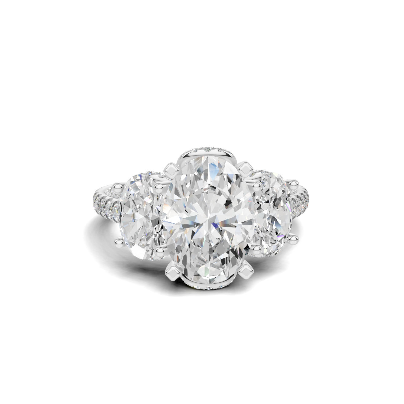 Luxe Three Stone Pave Ring