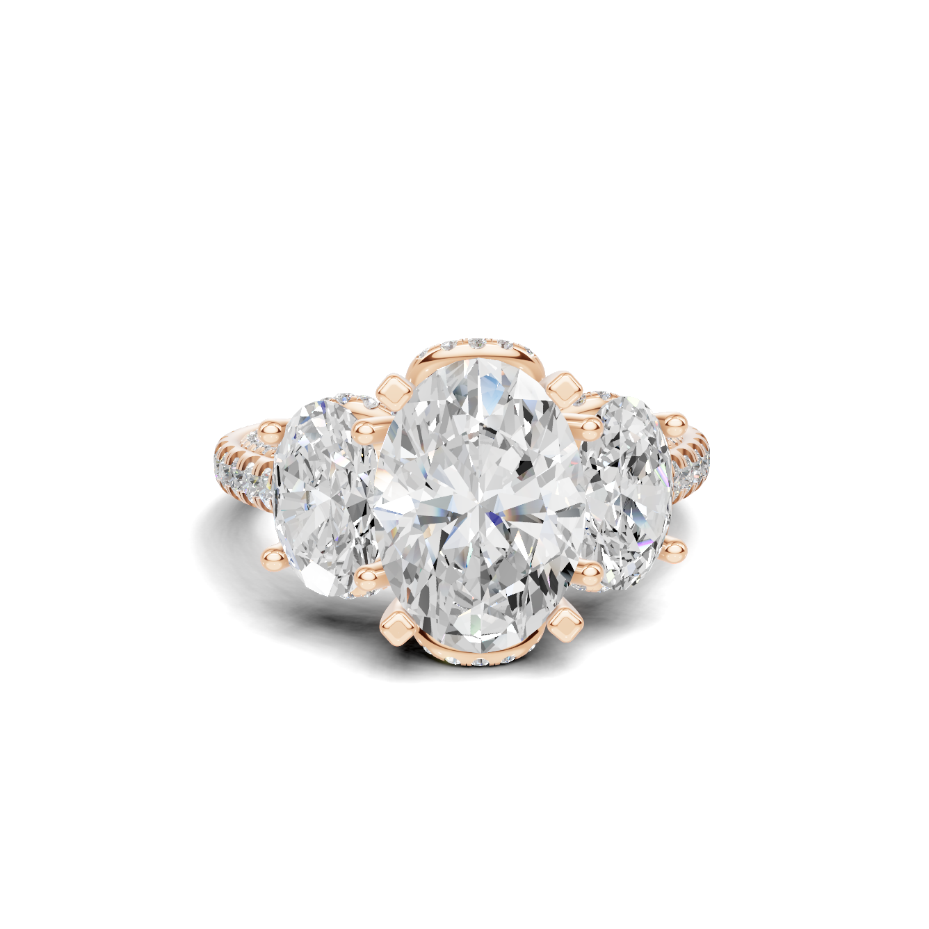 Luxe Three Stone Pave Ring