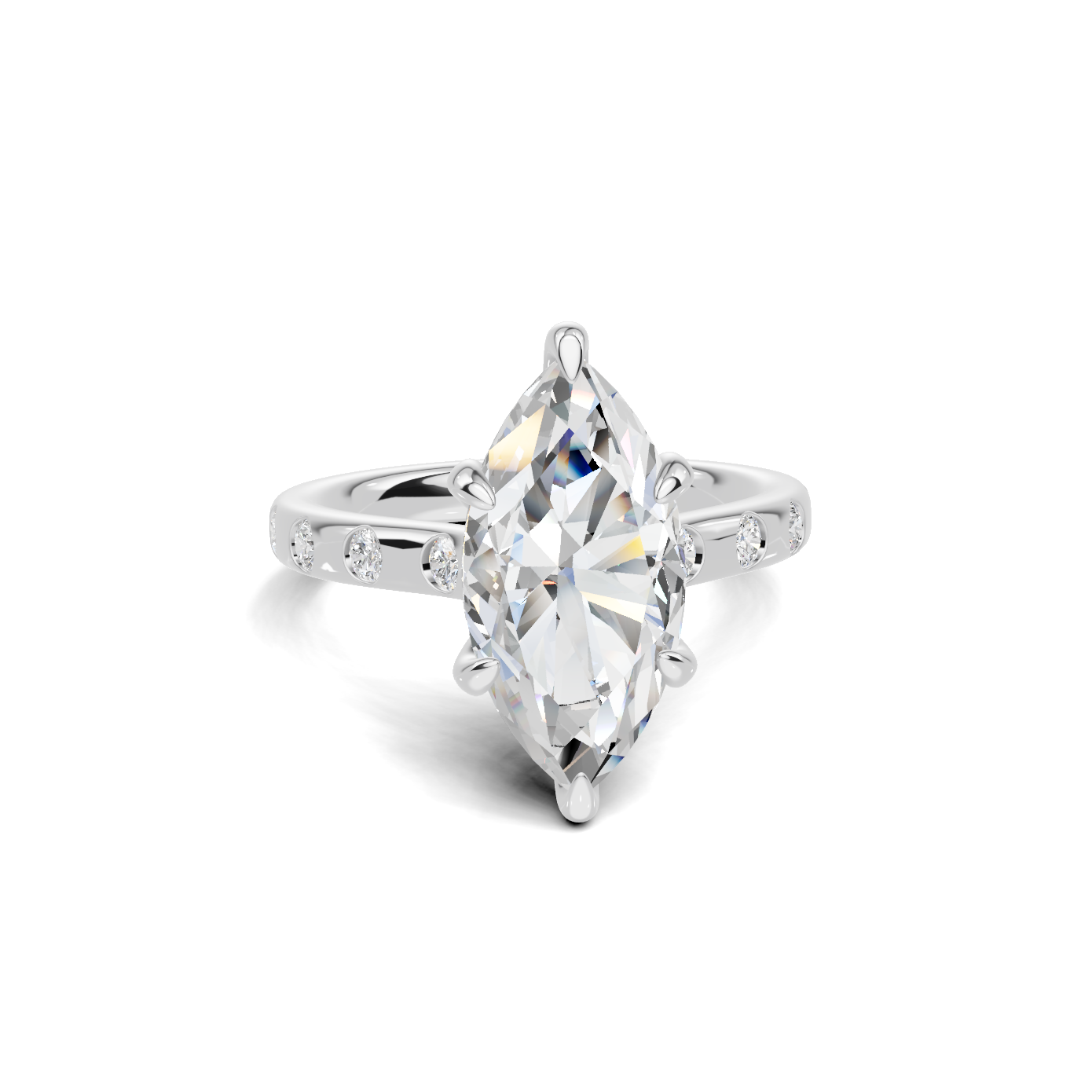 Marquise Accented Solitaire Ring