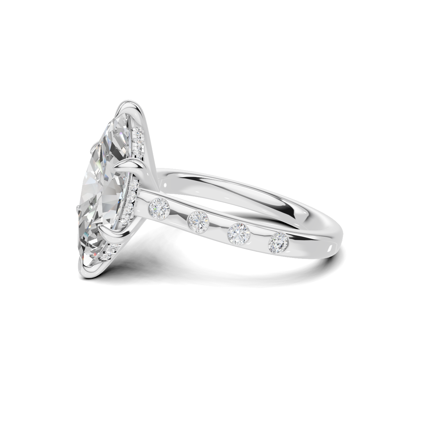 Marquise Accented Solitaire Ring