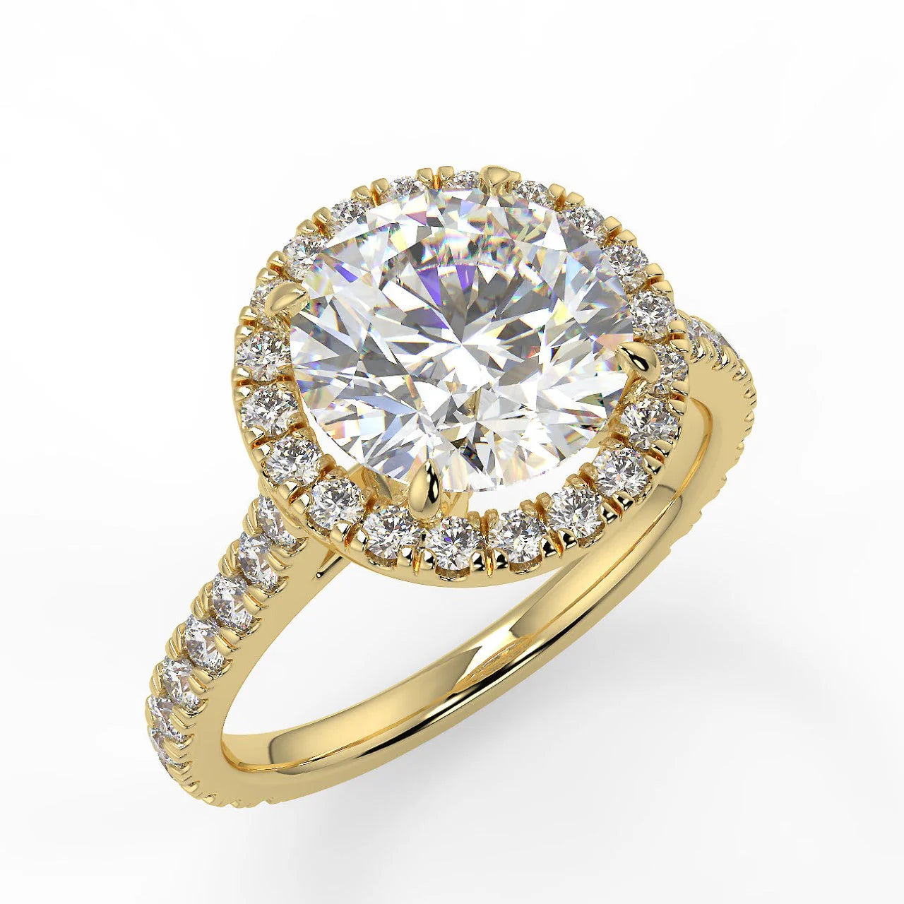 10k Gold Round Cut Lab Diamond Halo Ring