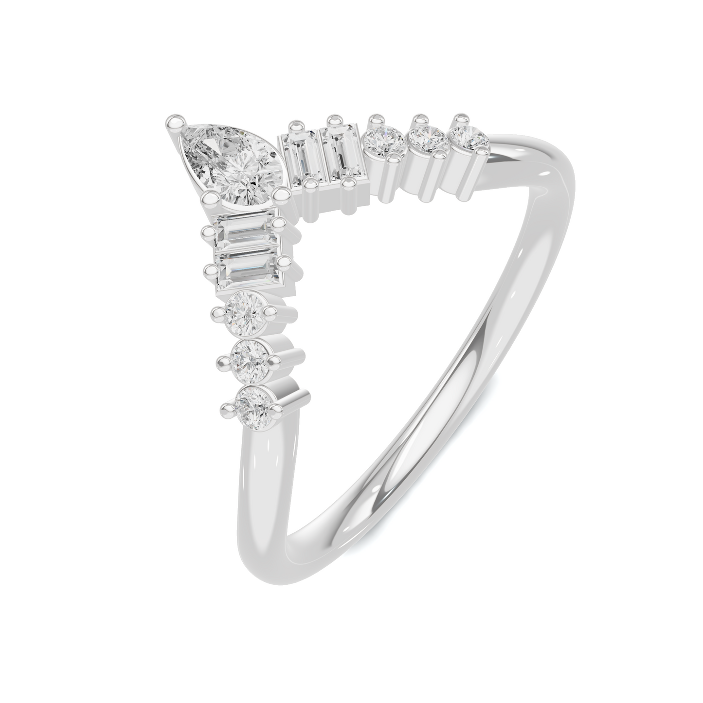 Multi Stone V Shape Ring