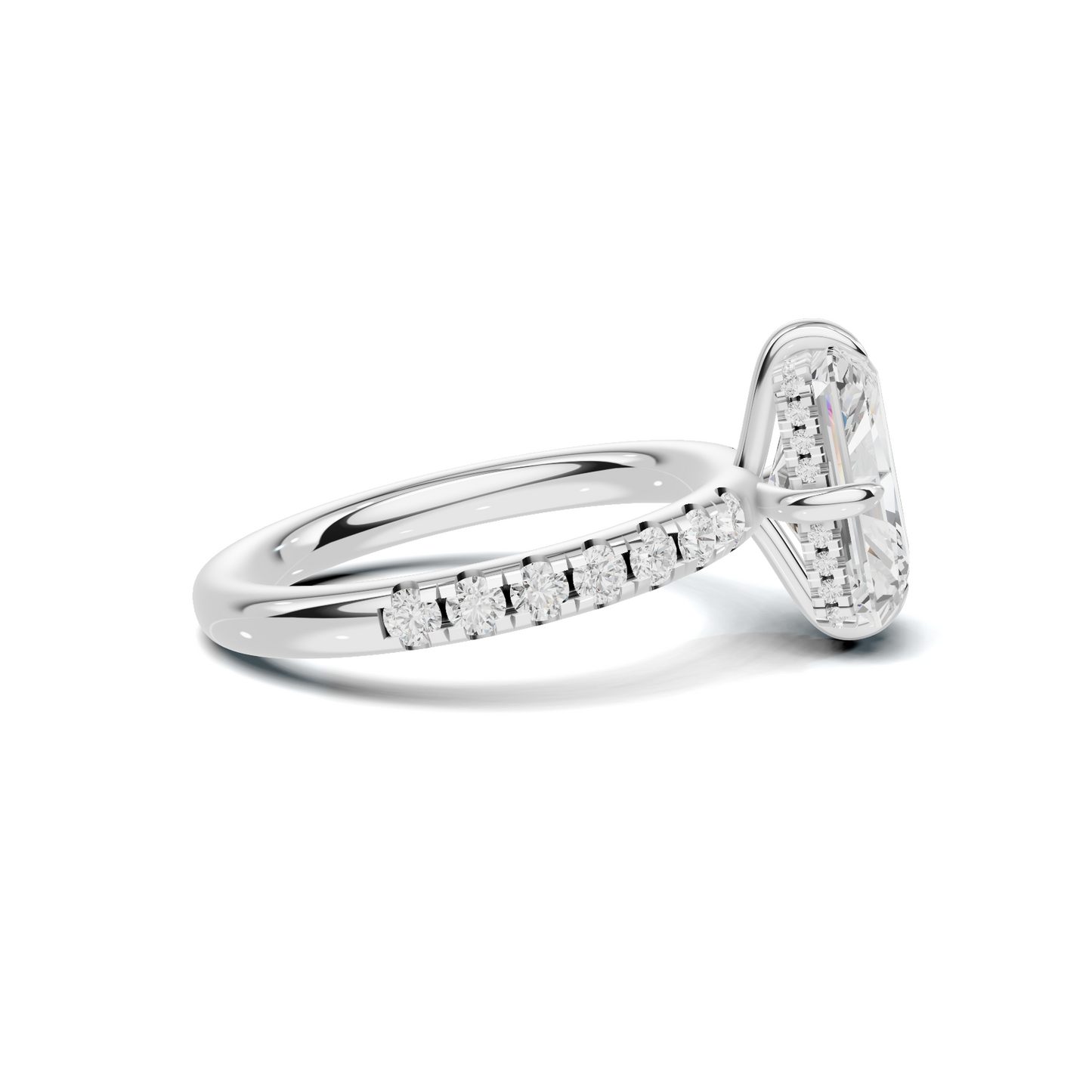 Pave Band Solitaire Ring
