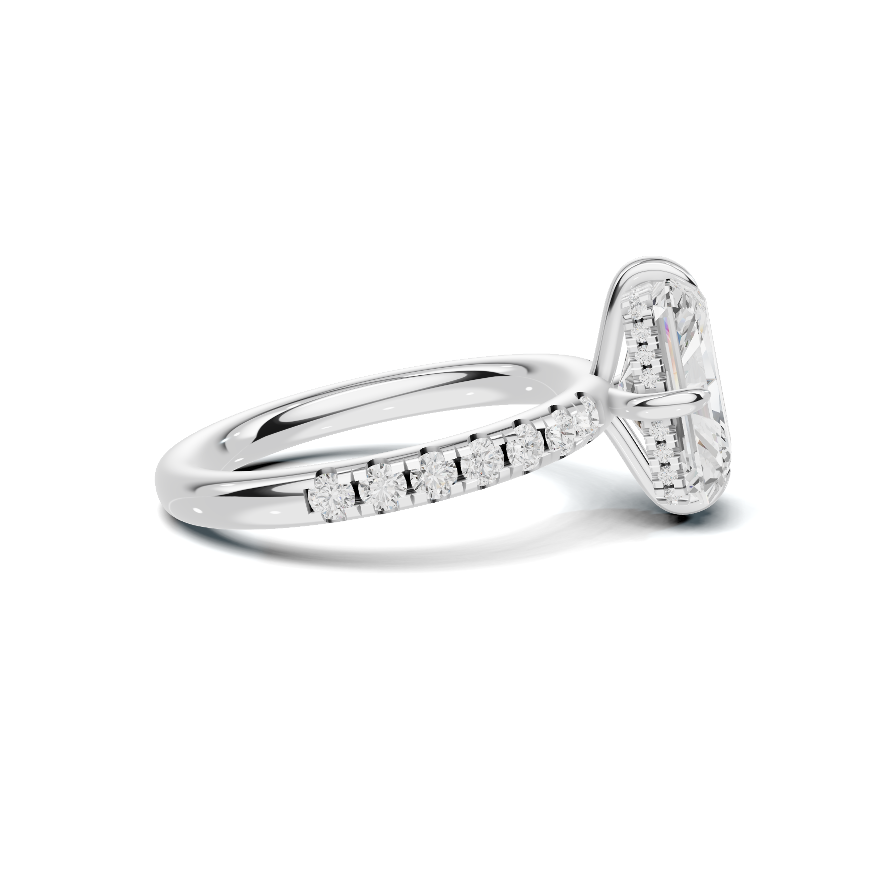 Pave Band Solitaire Ring