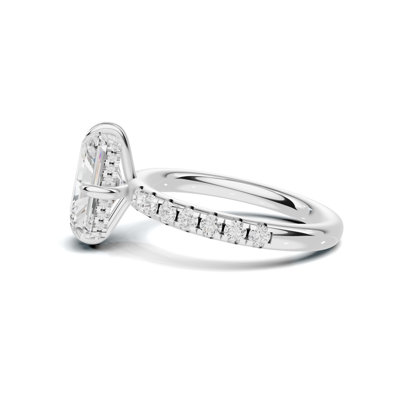 Pave Band Solitaire Ring
