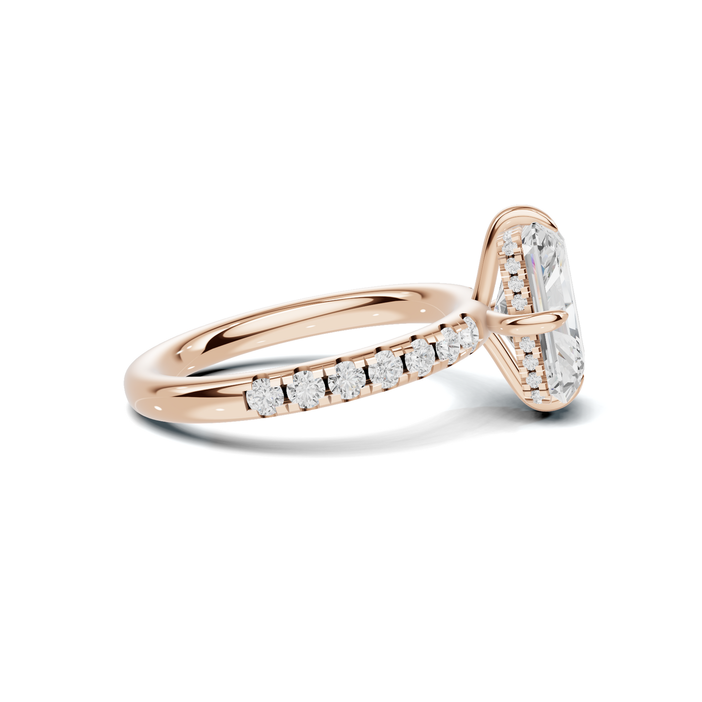 Pave Band Solitaire Ring