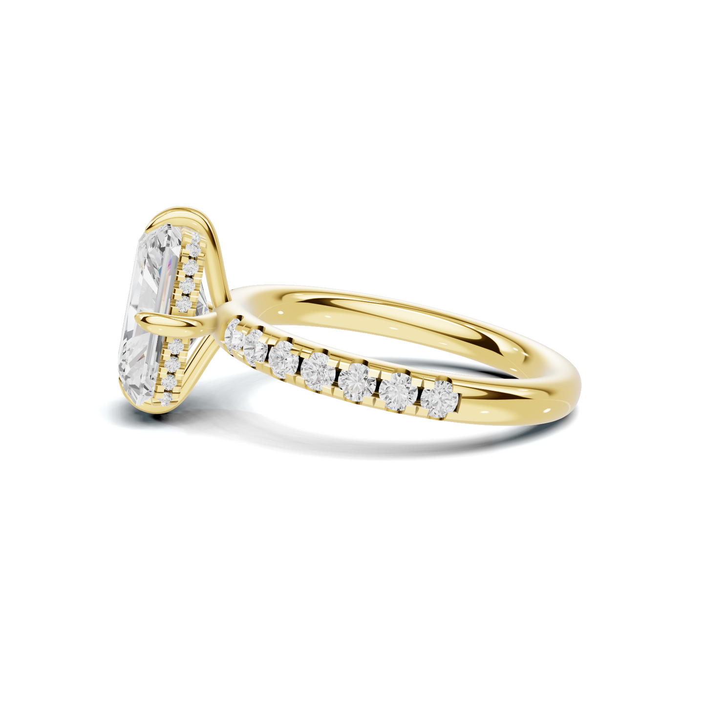 Pave Band Solitaire Ring
