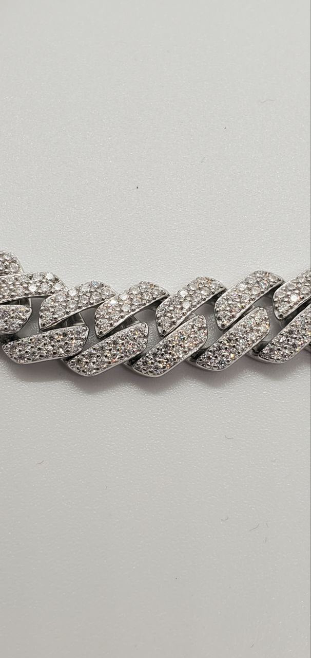 Moissanite Miami Cuban Link Prong Bracelets Iced 925 Sterling Silver