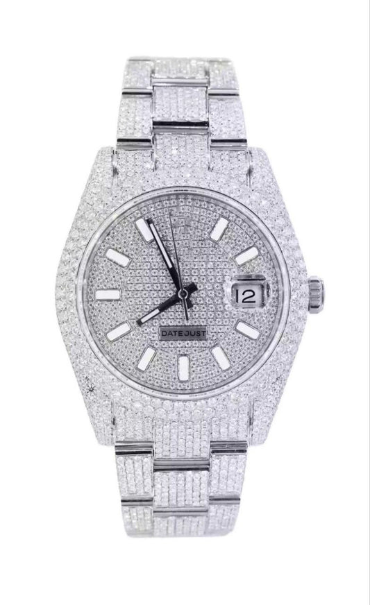 Ro 41MM Moissanite Watch Silver