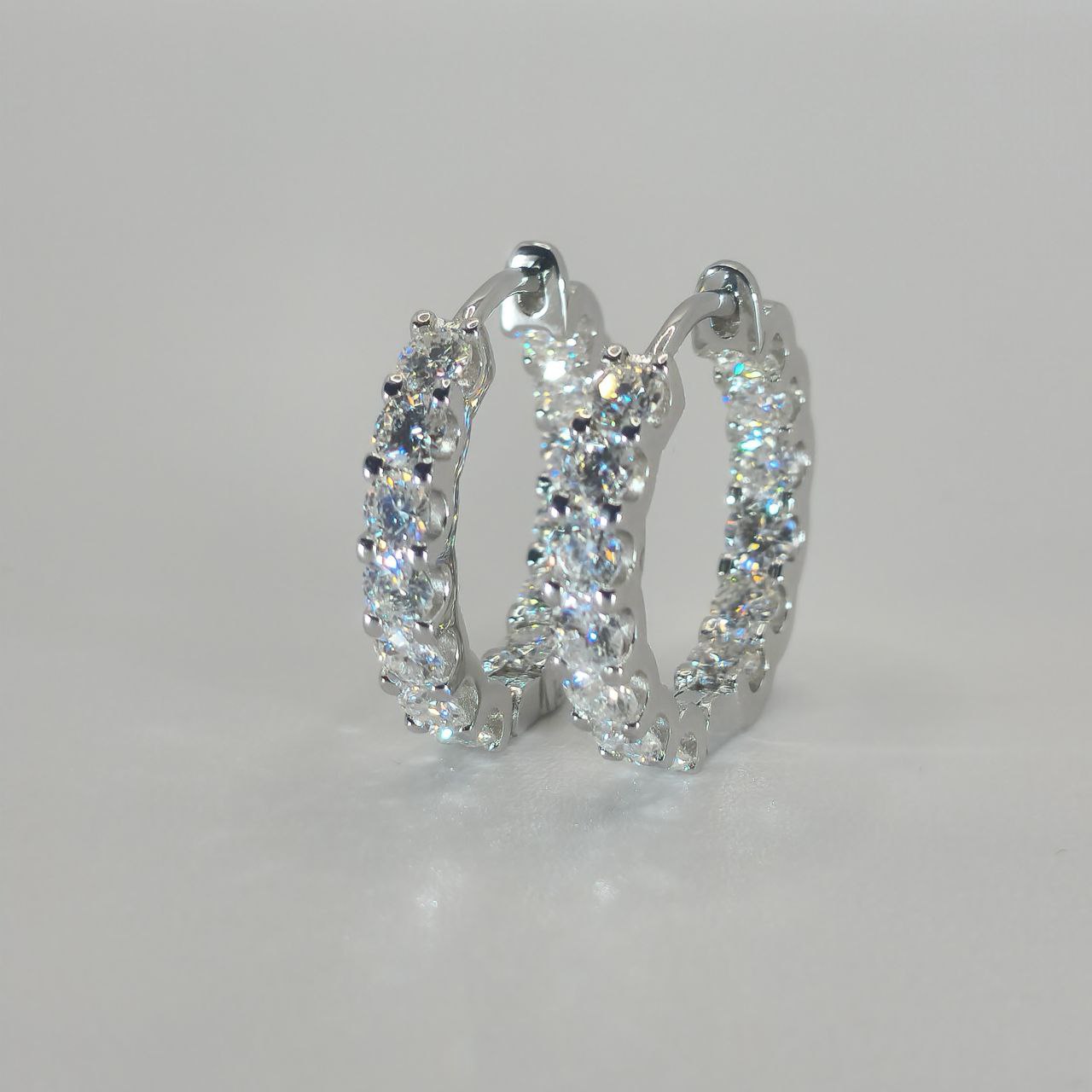 Moissanite Earrings Loop  Round Cut 925 Sterling Silver