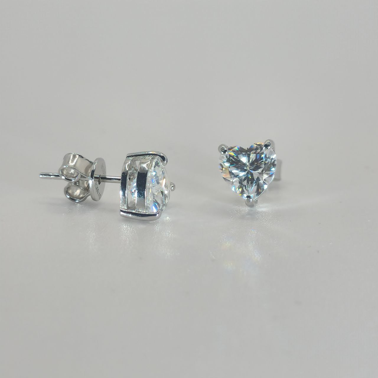 Moissanite Earrings Heart Cut 925 Sterling Silver