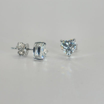 Moissanite Earrings Heart Cut 925 Sterling Silver