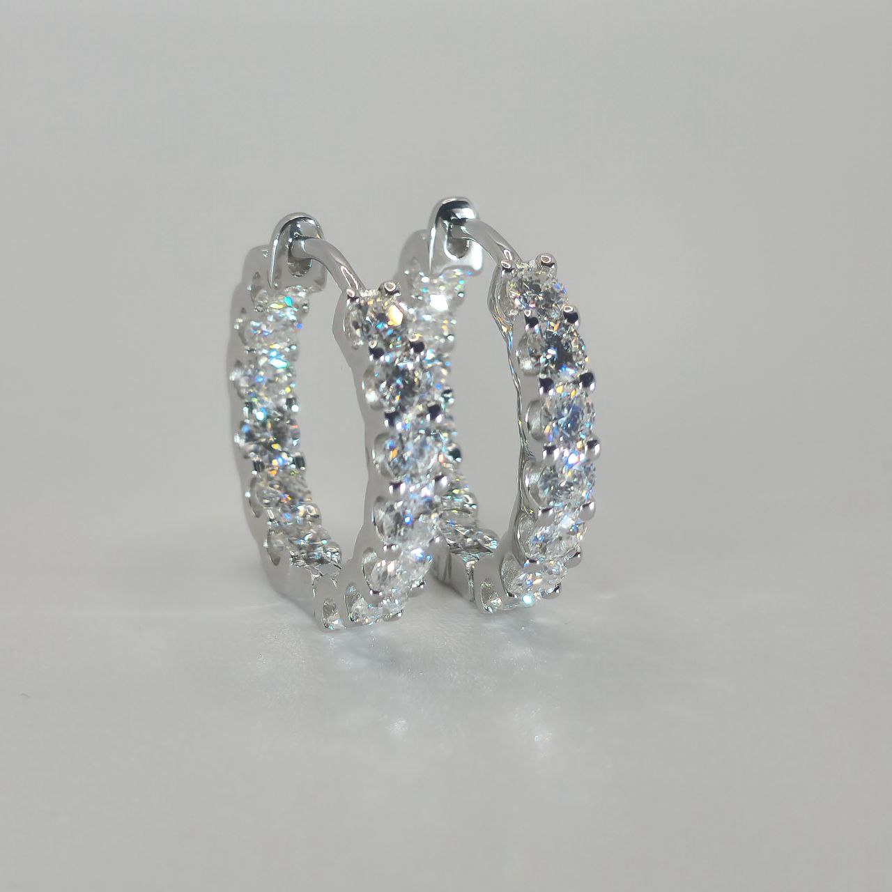 Moissanite Earrings Loop  Round Cut 925 Sterling Silver