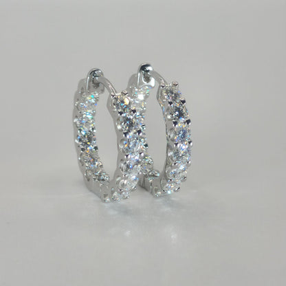 Moissanite Earrings Loop  Round Cut 925 Sterling Silver