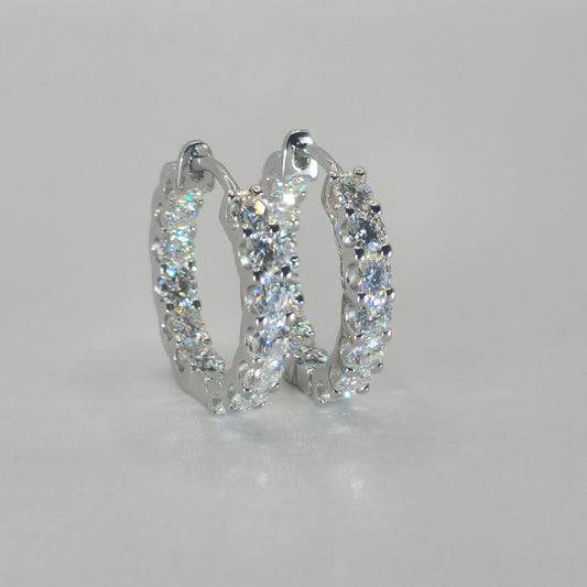 Moissanite Earrings Loop  Round Cut 925 Sterling Silver