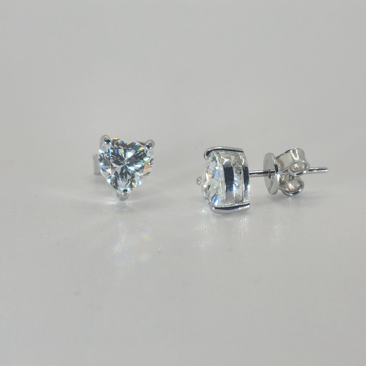 Moissanite Earrings Heart Cut 925 Sterling Silver