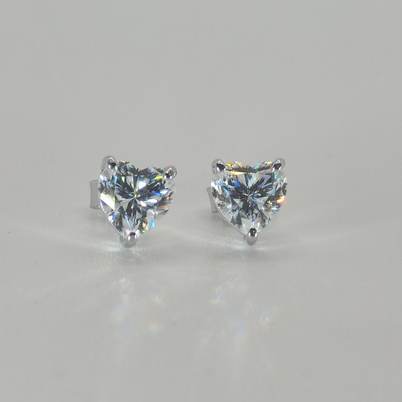 Moissanite Earrings Heart Cut 925 Sterling Silver