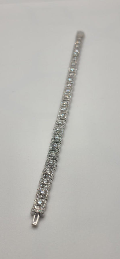 Moissanite Tennis Cluster Bracelets 925 Sterling Silver