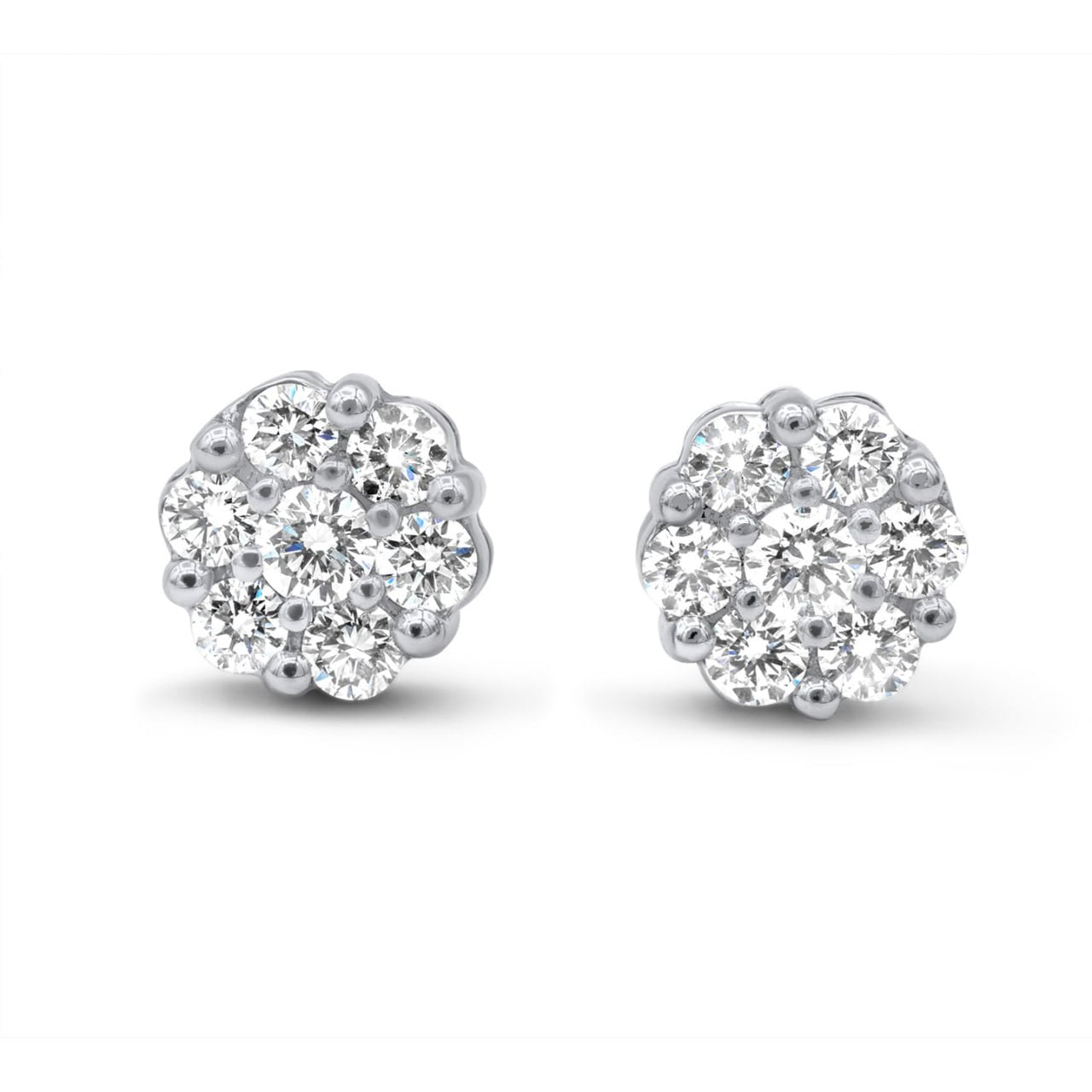 Round Cut Lab Diamond Cluster Earrings 10k Gold