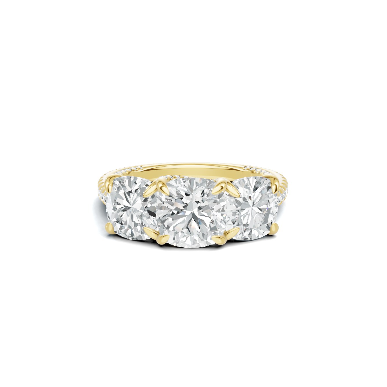 Royal Three Stone Pave Ring