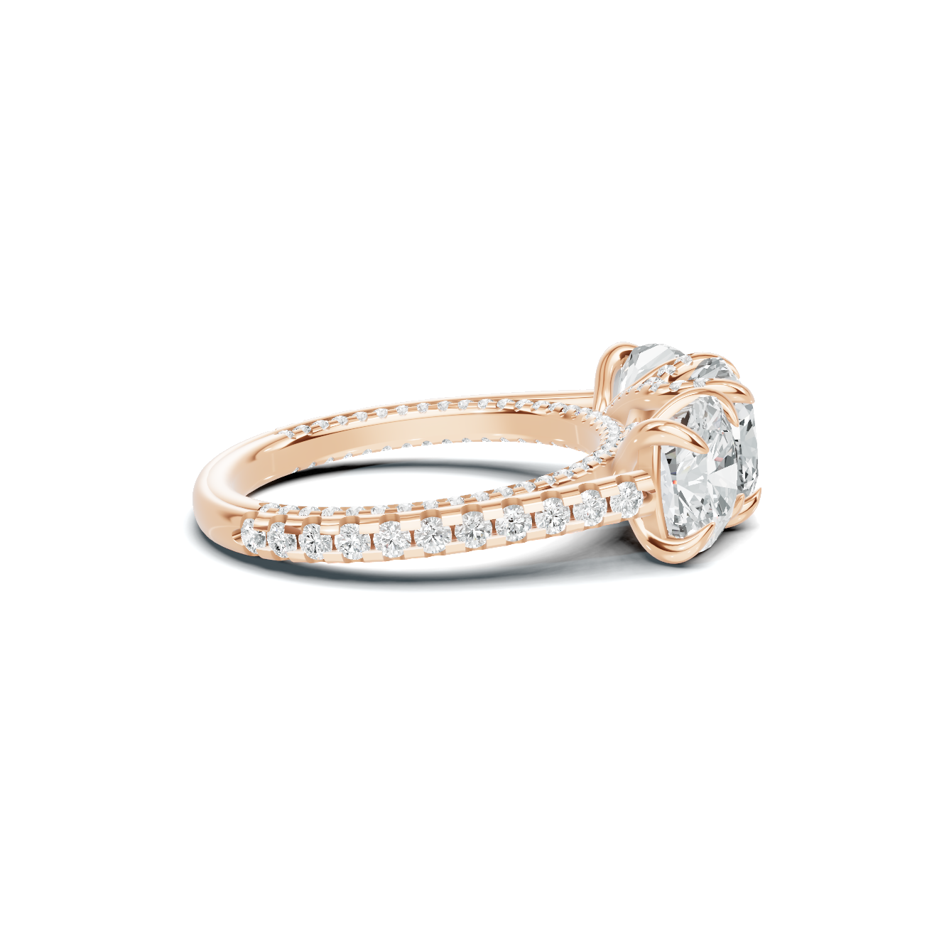 Royal Three Stone Pave Ring