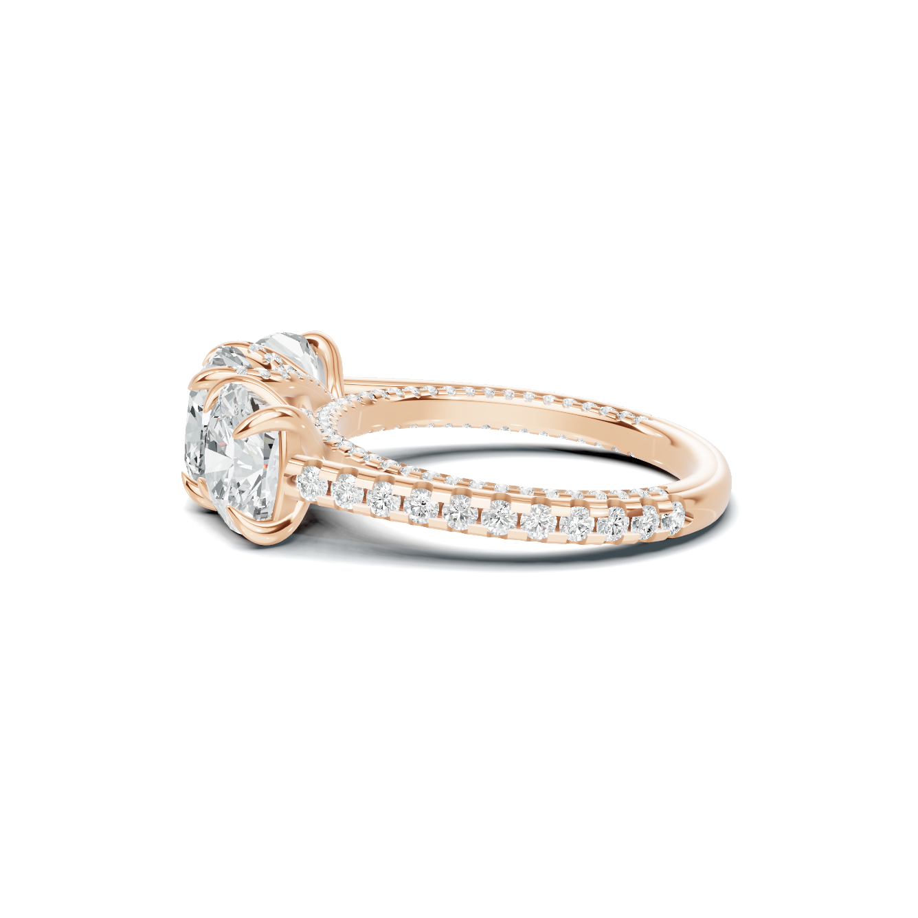 Royal Three Stone Pave Ring