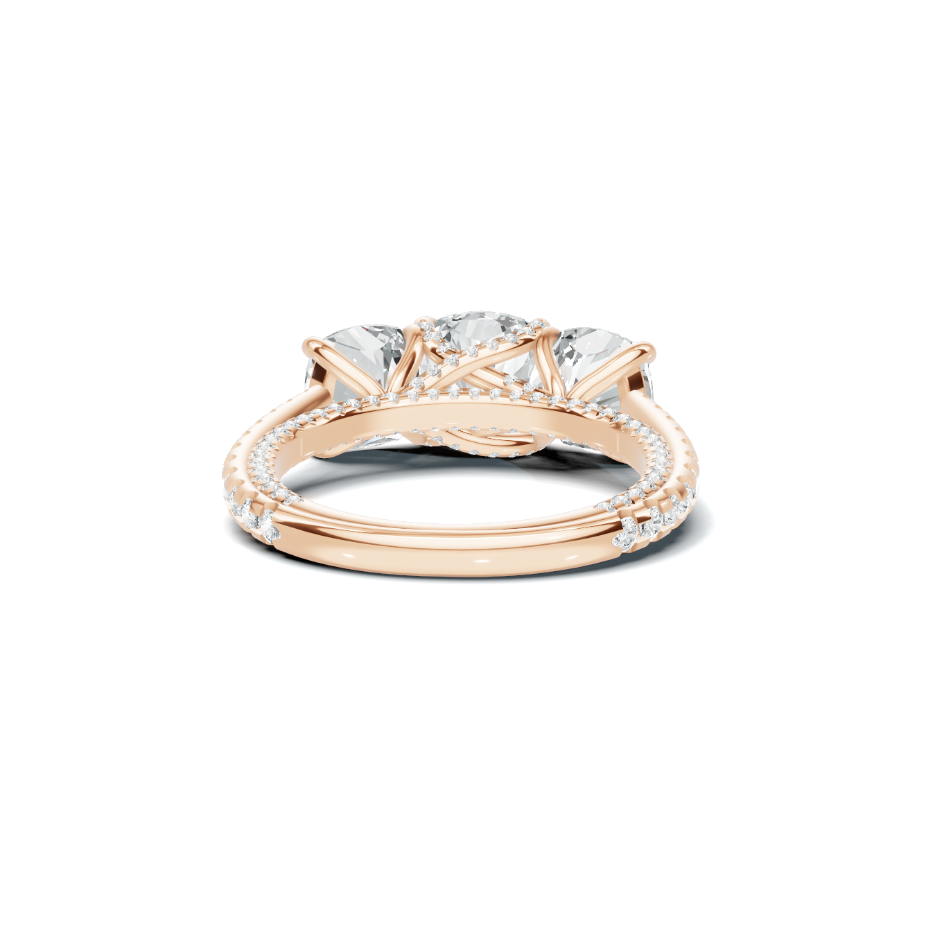Royal Three Stone Pave Ring