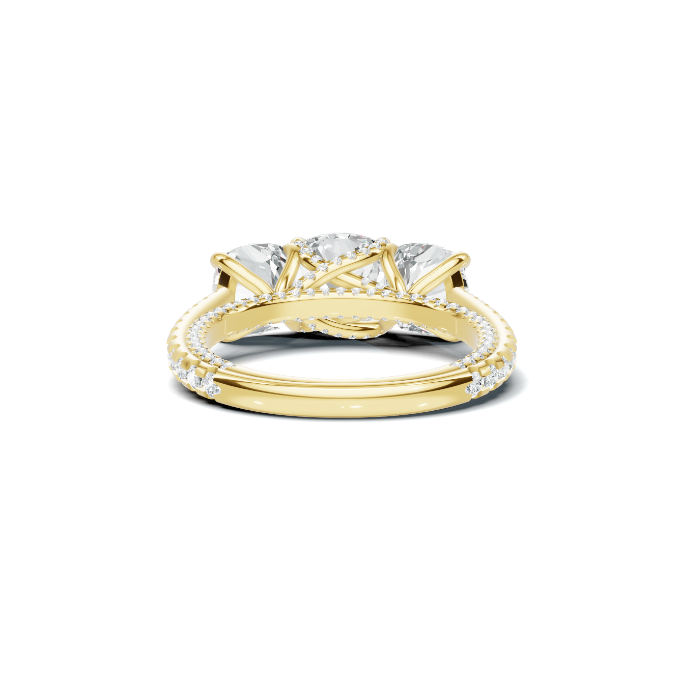 Royal Three Stone Pave Ring