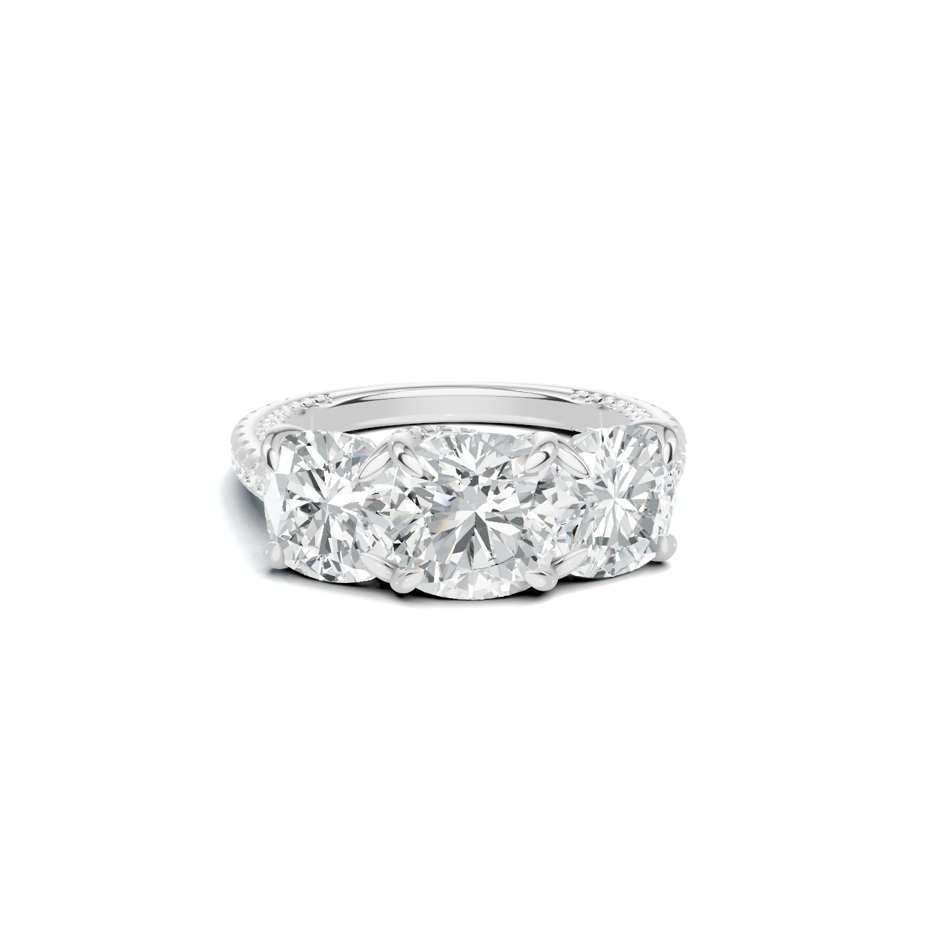 Royal Three Stone Pave Ring