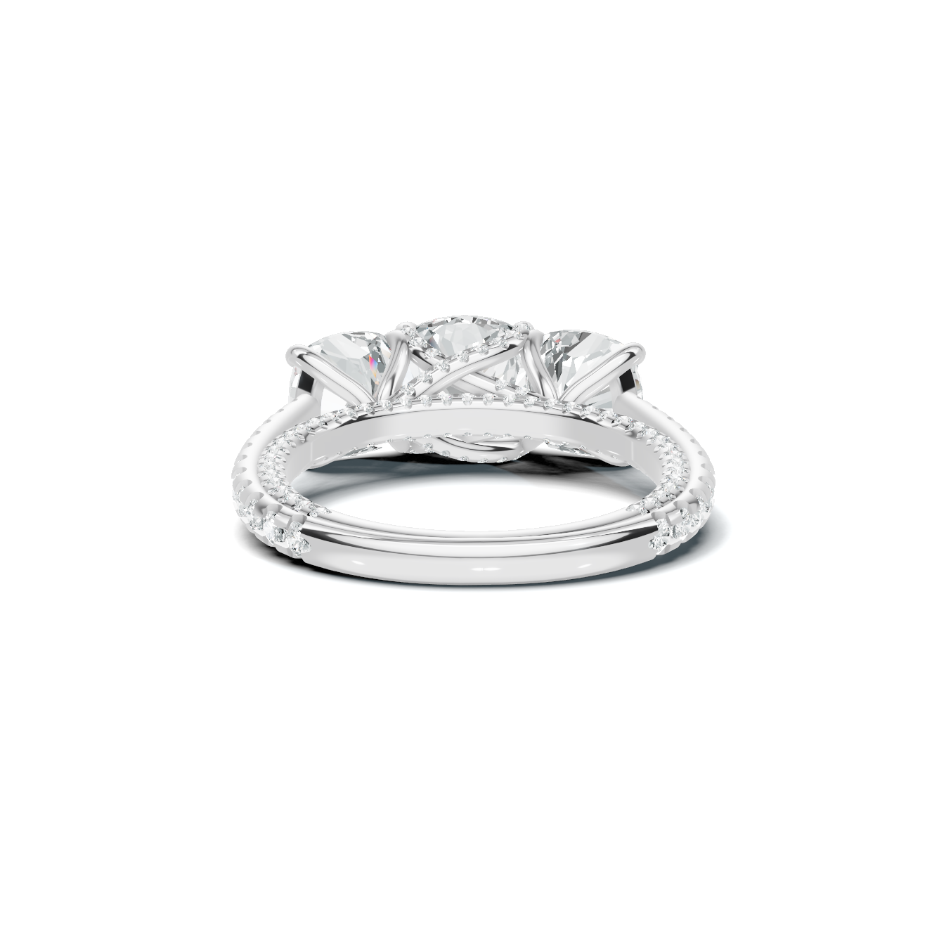 Royal Three Stone Pave Ring